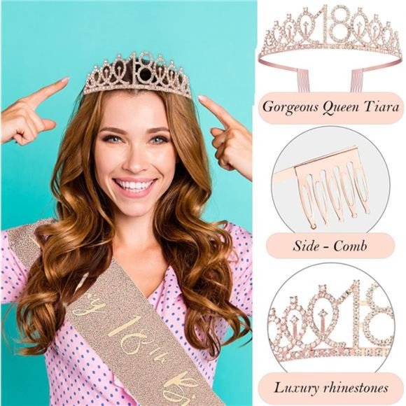 8pcs 18th birthday decorations Girls Including 18th Happy Birthday Cake Toppers - Picture 5 of 6